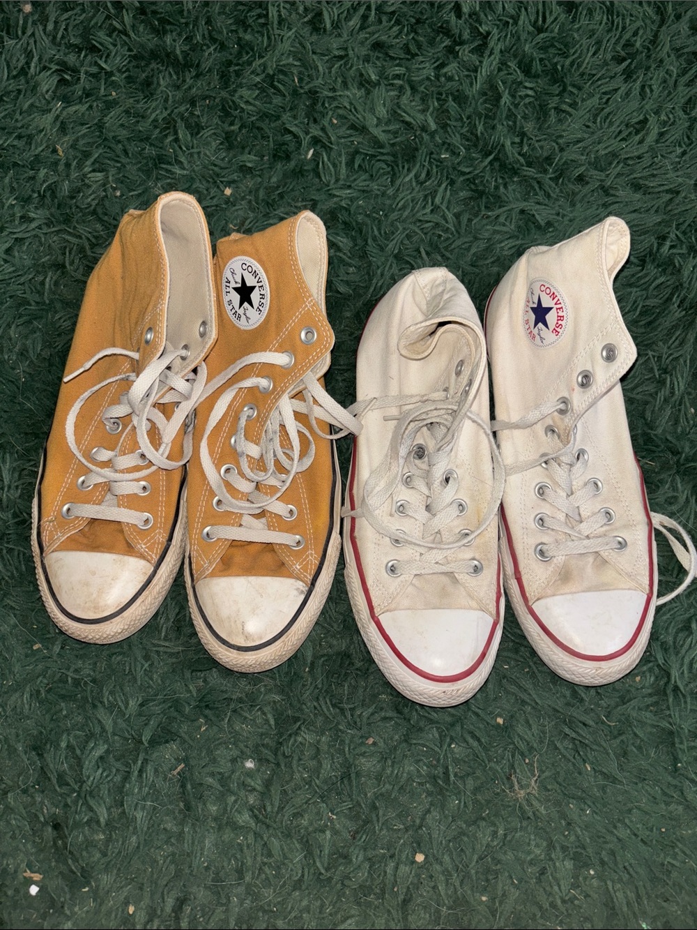 Converse High-Top Sneakers in Yellow/brown and White